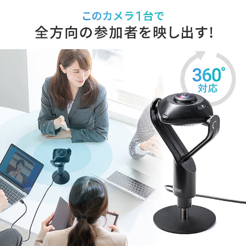360度映像を180度×2などに表示できるウェブカメラ、サンワサプライ
