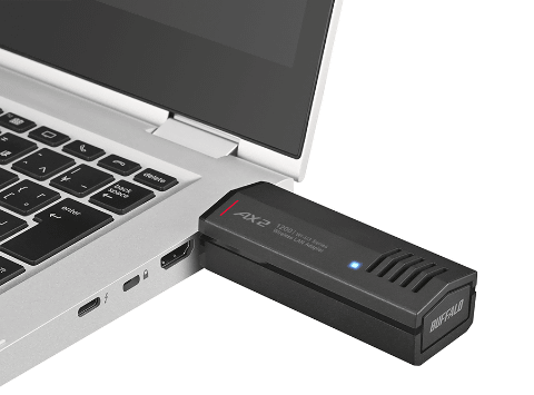 バッファロー、国内メーカー初のUSB接続Wi-Fi 6子機「WI-U3-1200AX2