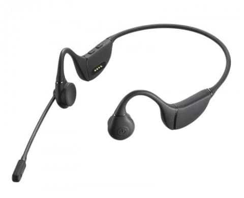 耳をふさがない骨伝導ワイヤレスヘッドセット「MM-BTSH65BK