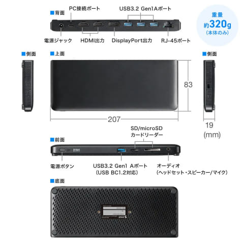 USB Type-Cケーブル1本で接続、ディスプレイ3台に映像出力可能な