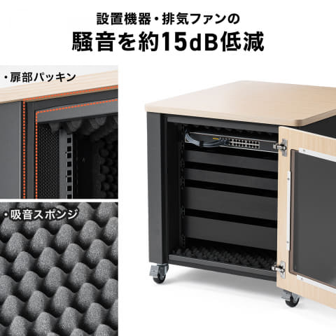 約15dB騒音を低減する19インチ12Uサーバーラック「100-SV026