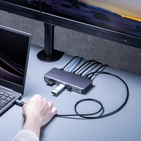 サンワサプライ、4K×2画面出力が可能で縦置きできるドッキング