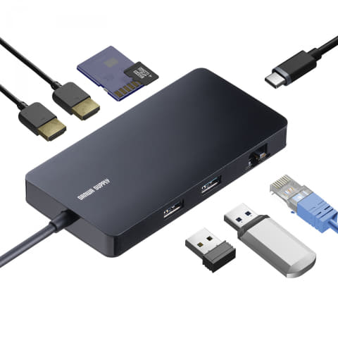 USB Type-C接続のコンパクトなドッキングステーション「400-HUBCP24BK
