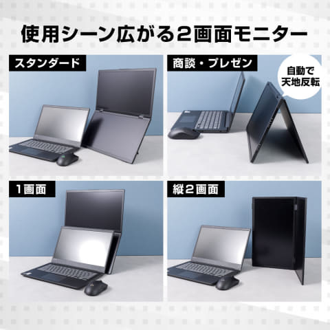 【美品】折りたたみ式2画面モバイルモニター 15.6インチ×2 15.6型フルHD×2の折りたたみ式モバイルモニター - PC Watch