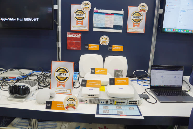 シスコブースのWi-Fiアクセスポイントのコーナー