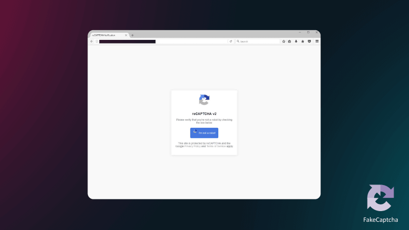 FakeCaptureの画面表示。reCAPTCHAを騙った画面になっている