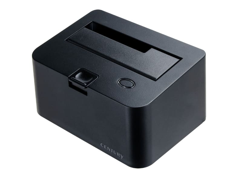 裸族のお立ち台。クレードル部分に内蔵用HDDを挿し込み、USBケーブルでPCに接続して、外付けHDDのように利用できる。写真は販売元である株式会社センチュリーのウェブサイトの「<a href="https://www.century.co.jp/products/crosu3v3.html" class="strong bn" target="_blank">裸族のお立ち台 USB3.2 Gen1（CROSU3V3）</a>」より