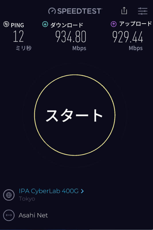 1Gbpsポートに接続したPCの計測結果