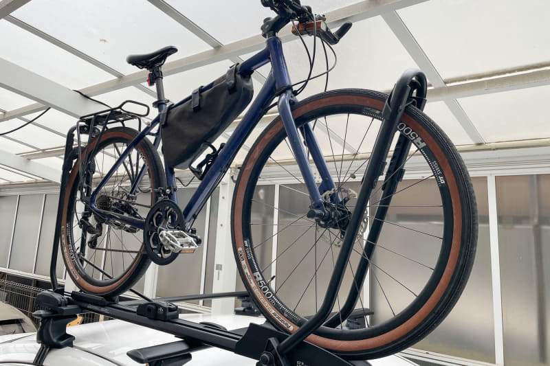 太めのタイヤを履かせたアルミのクロスバイクも問題無く装着できた