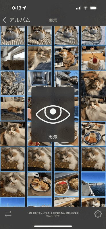 切り替えると「表示」と表示される