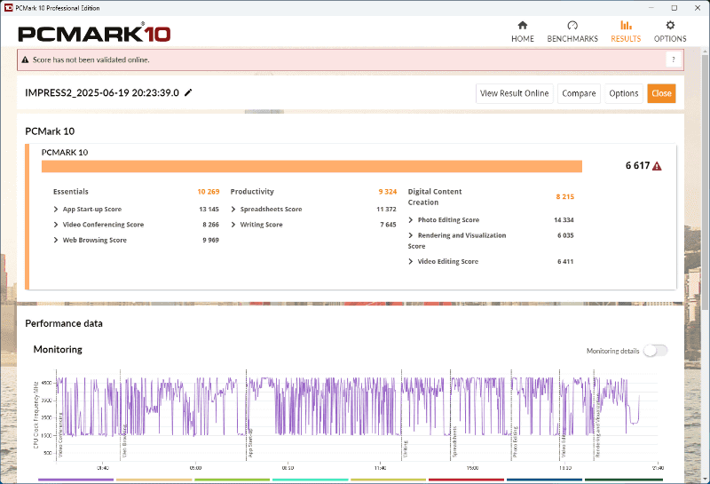 <a href="https://www.mouse-jp.co.jp/store/g/gmpro-g4i7u01bkebaw101dec/?utm_source=internet_watch&utm_medium=content-text&utm_campaign=itwt_25071601&utm_content=pr" class="strong nb" target="_blank">MousePro G4-I7U01BK-E</a>のベンチマーク結果。Core i5を搭載する<a href="https://www.mouse-jp.co.jp/store/g/gmpro-l5i5u01bkbbaw101dec/?utm_source=internet_watch&utm_medium=content-text&utm_campaign=itwt_25071602&utm_content=pr" class="strong nb" target="_blank">MousePro L5-I5U01BK-B</a>よりもさらにスコアは高い。軽さも含めて大きく向上しており、これなら今後長期間にわたって快適に利用できるだけの性能を備えている