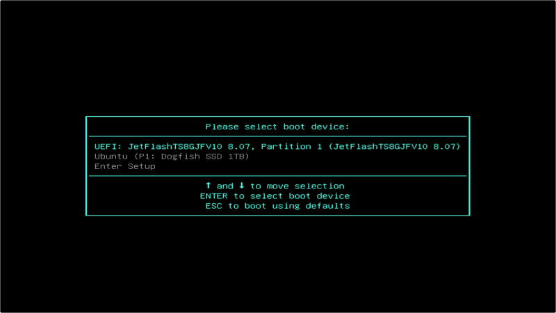 USBメディアでブート