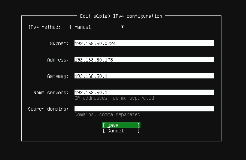 IPアドレスを固定で設定する