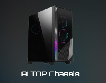 【PCケース】AIワークロードで厳しくなる廃熱を重視したPCケース。排気ファンや吸気ファンの位置、ケース内のエアフロ―などが最適化されているという