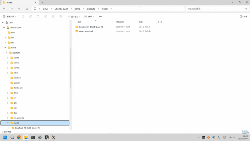 Windowsのエクスプローラーでファイルを確認できる
