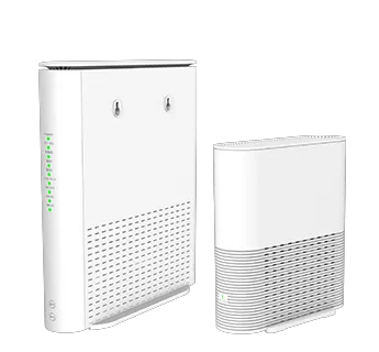 エネコムがレンタルで提供しているWi-Fi 7ルーター（左）と子機（右）