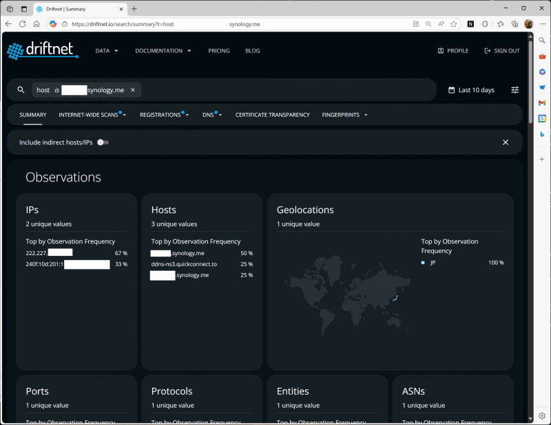 driftnet.ioからもスキャンがあり、サイトから情報を検索可能になっていた