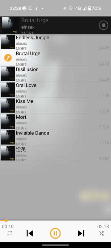 Androidでは、再生時にこのような表示