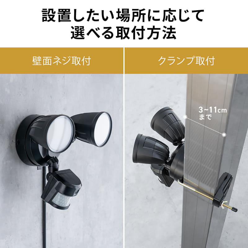 固定方法は壁面ネジ取付とクランプ取付に対応