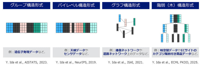 高速スパースモデリング技術が対応するデータ構造形式のイメージとデータ例