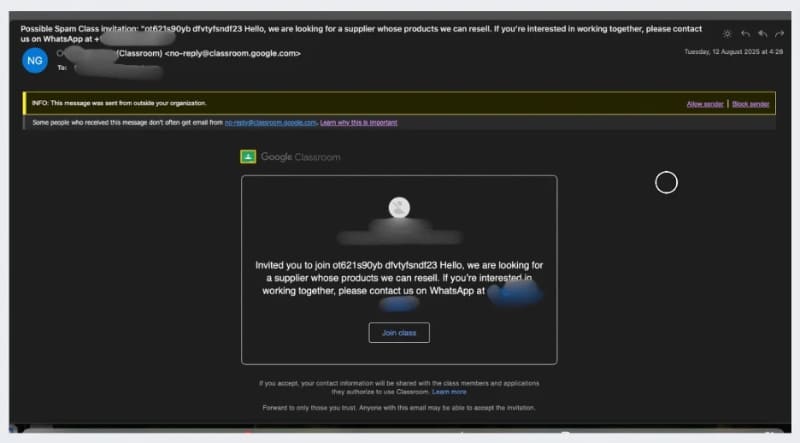 攻撃者から送られてきた招待メールでは、「WhatsApp」で返信するように指示しています（画像は、チェック・ポイント・ソフトウェア・テクノロジーズの発表資料より）