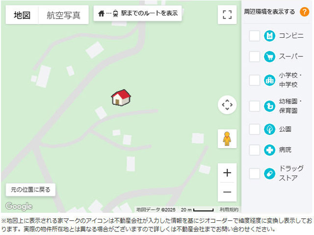 アットホームの各物件は、Googleマップをベースとした簡易地図が表示されるので、物件を特定しやすい