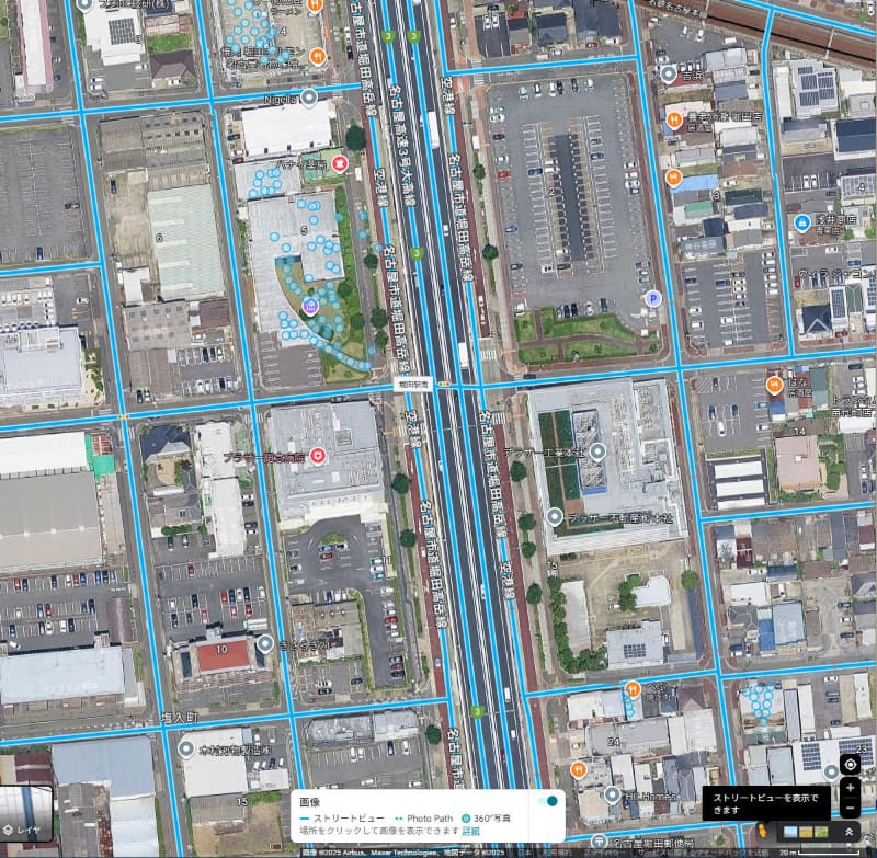 名古屋市の自宅マンション近くは、全ての道にストリートビューがある
