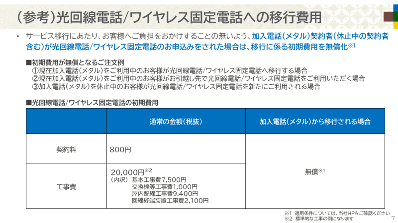 工事費などの初期費用は無料に、光ブロードバンドサービスの移行では月額料金の割引も予定