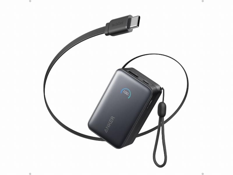 Anker Nano Power Bank（10000mAh, 45W, 巻取り式 USB Type-Cケーブル）