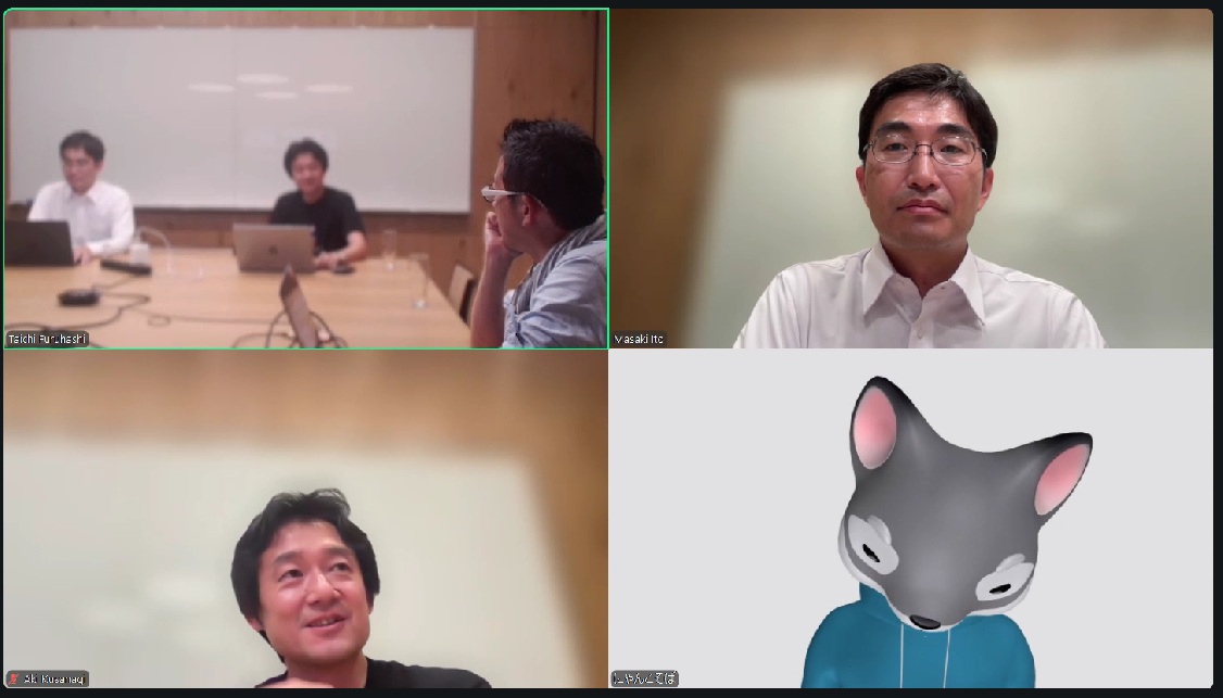 伊藤昌毅氏（右上）、草薙昭彦氏（左下）、にゃんこそば氏（右下）、古橋大地氏（左上のいちばん右）