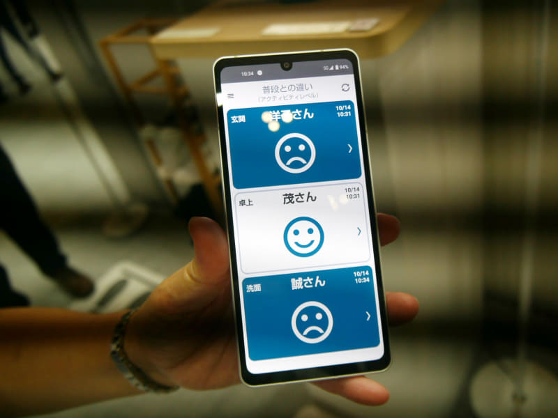 普段と違う結果が出たときには、顔マークが変化して伝える