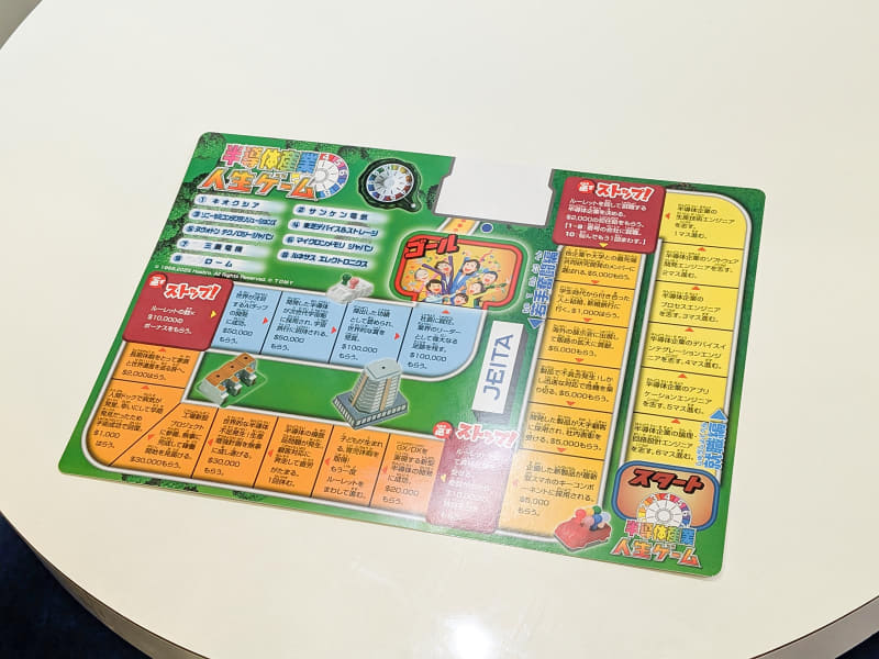 これが市販の人生ゲームに接続して遊べる追加パネル。ジュニアエリアに接続して遊べる