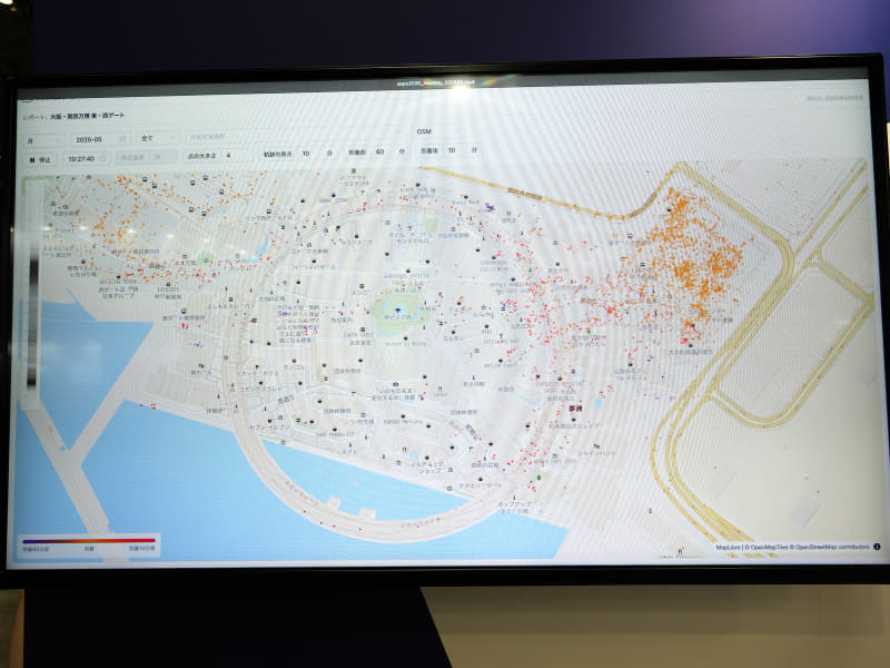 万博会場における来場者の人流を可視化