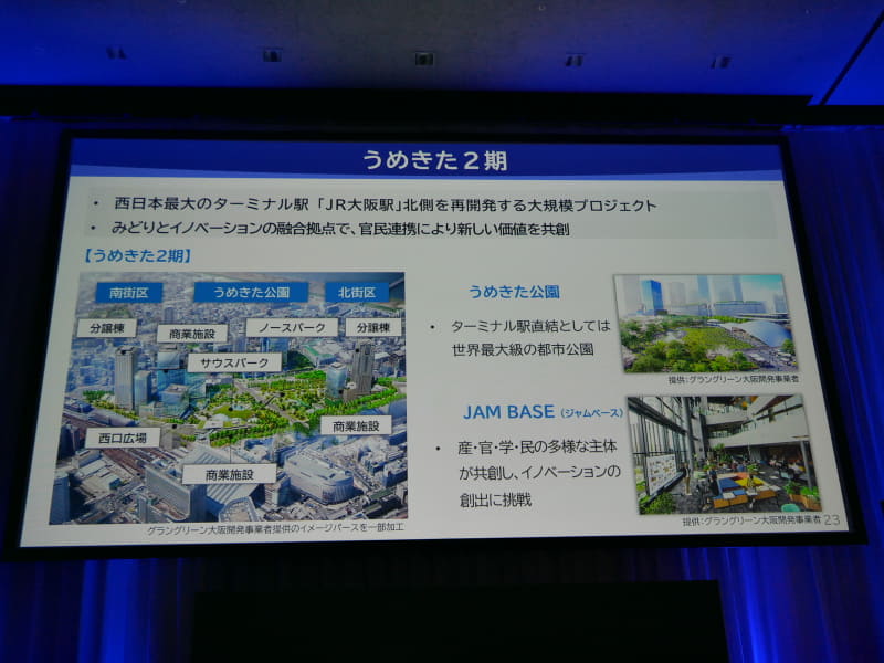 「うめきた2期」では、世界最大級の都市公園やイノベーションの融合拠点を開設
