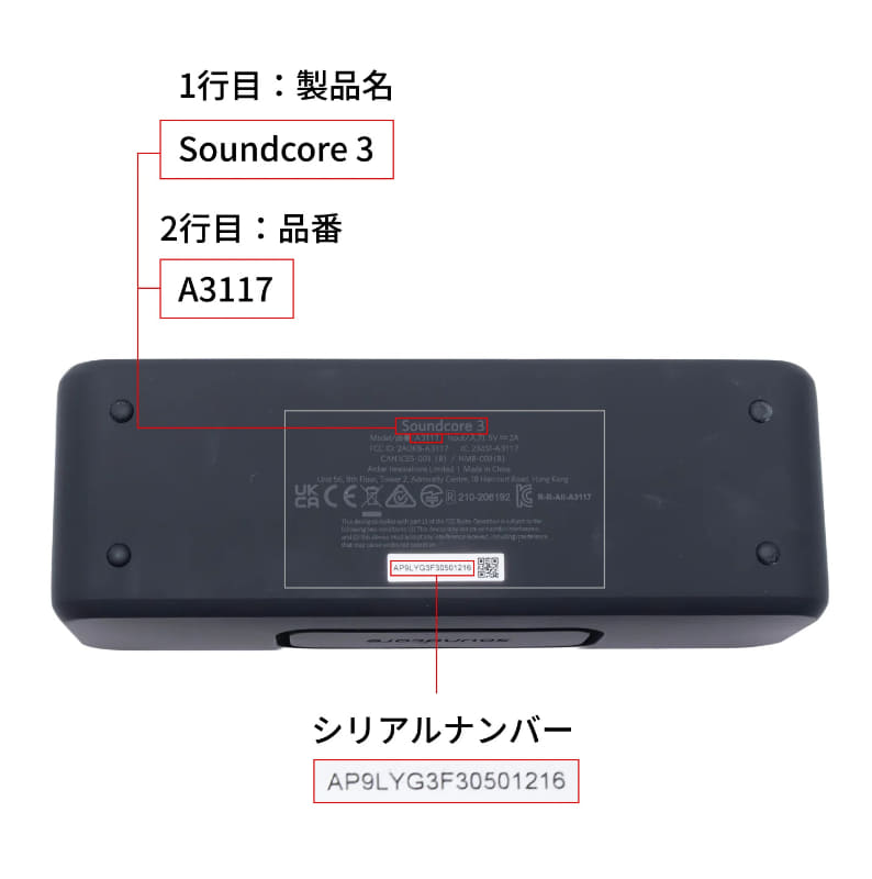 シリアルナンバーの記載場所