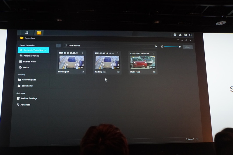 デモの動画：セマンティック検索によって「Tesla model3」で録画を検索