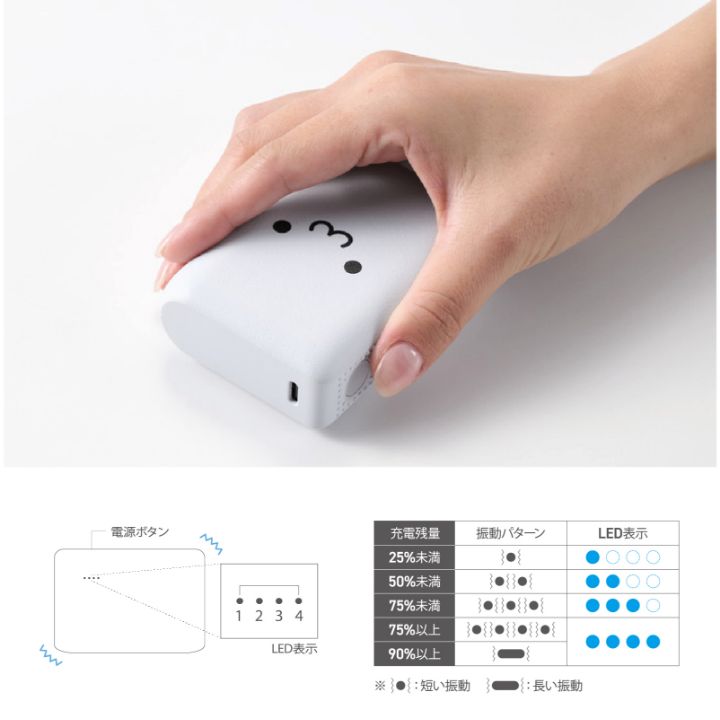 バッテリー残量を5種類の振動回数で伝える