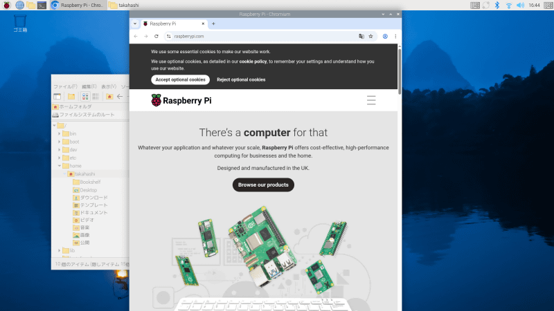 Raspberry Piの画面がT151Eに表示される
