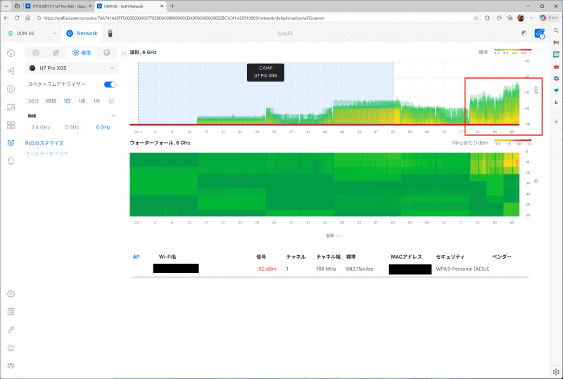 別のネットワークとしてアクセスポイントを用意し、そちらで通信している状態をUniFiで観測している様子