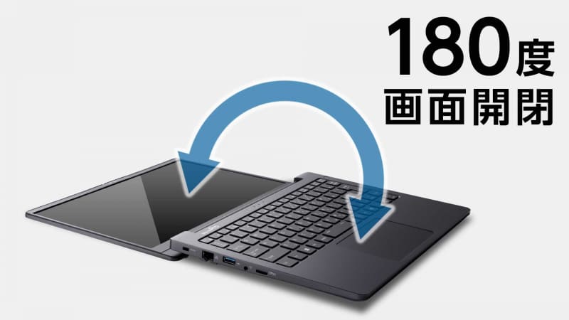 ディスプレイ部は180°開く