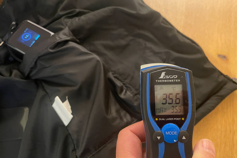 USB接続時の温度を調べると最大で36℃程度。体感では十分に温かく感じたがやはりDC接続のほうが温度は高いようだ