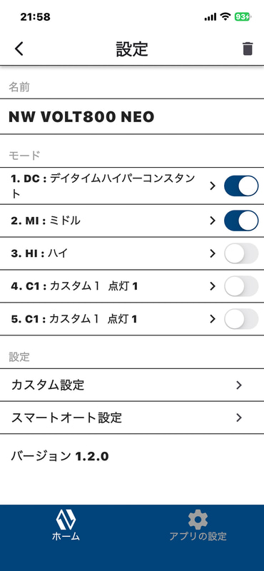 点灯モードはデイタイムハイパーコンスタントとミドルの2択にしてあるので、切り替えもワンタッチだ