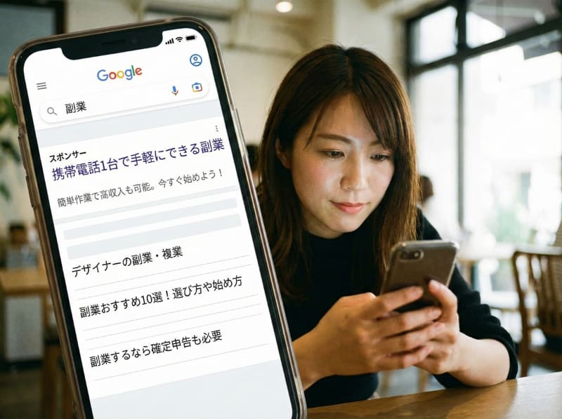 検索結果に表示されたからといって、安全とは限りません（画像は、生成AIで作成したイメージカットです）