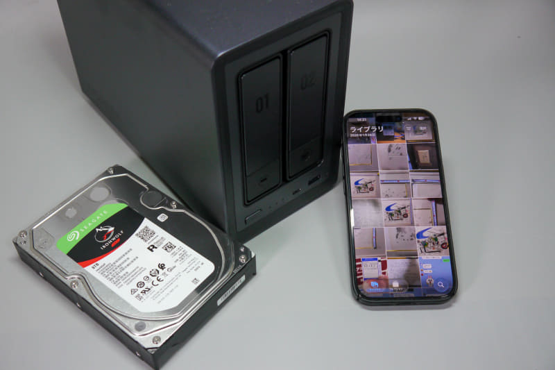SeagateのIronWolf 8TBとUGREENのDXP2800でスマートフォンのバックアップを検証した