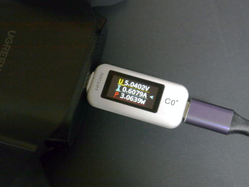 上り通信時の消費電力は3W前後