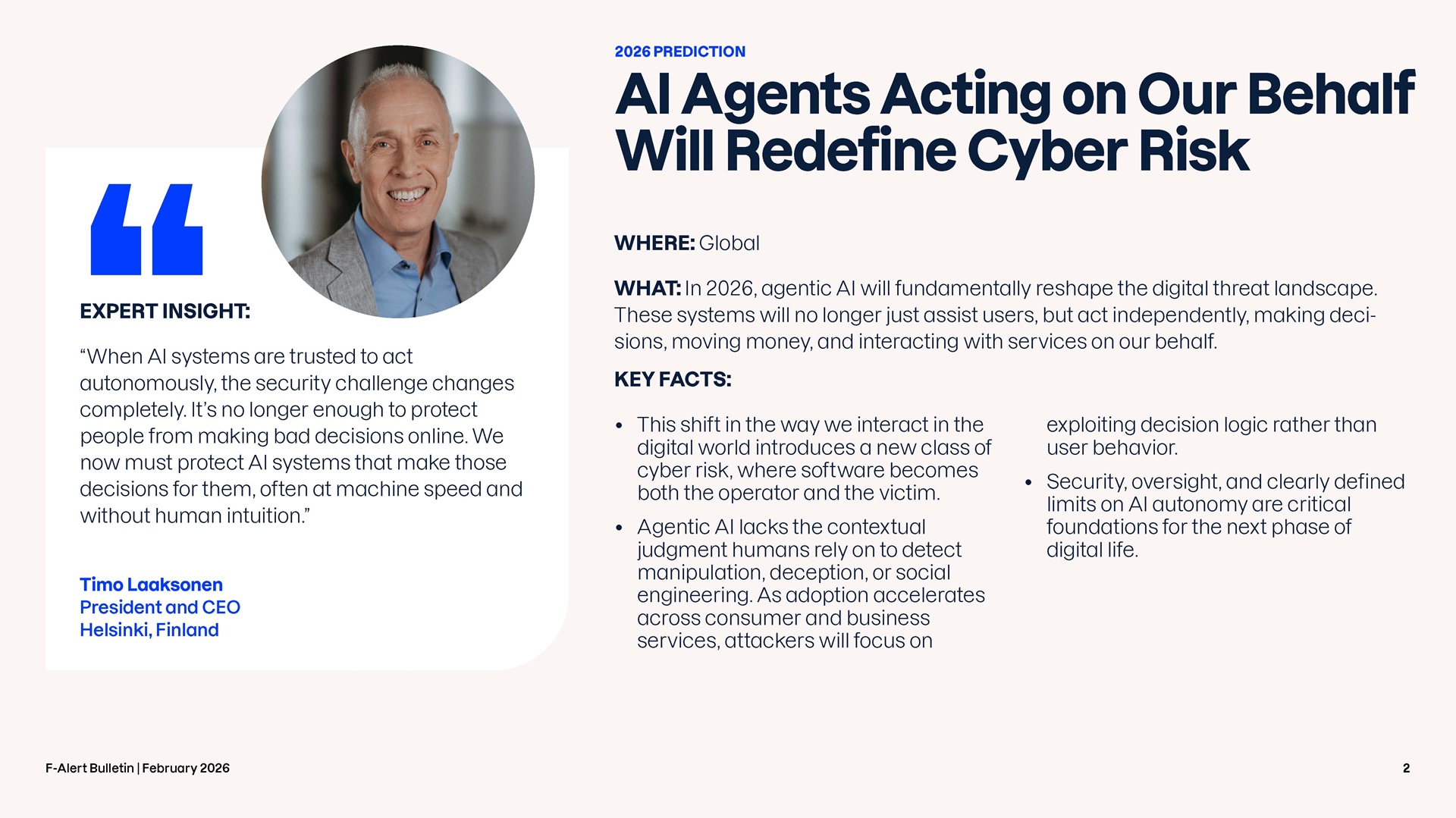 自律的に判断・操作を行う「AIエージェント」が、新たなサイバー攻撃の標的になっています（画像はF-Secureのレポートより）