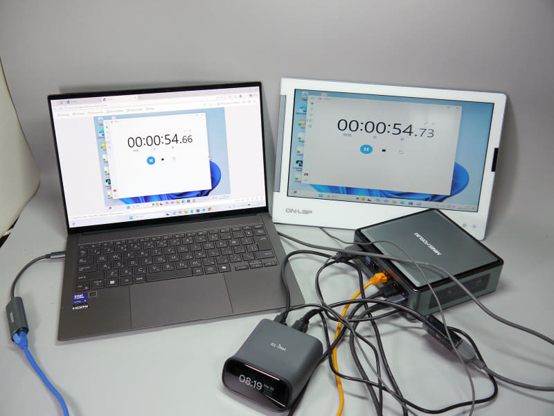 リモートアクセス時のラグ。0.06～0.07秒ほどと良好