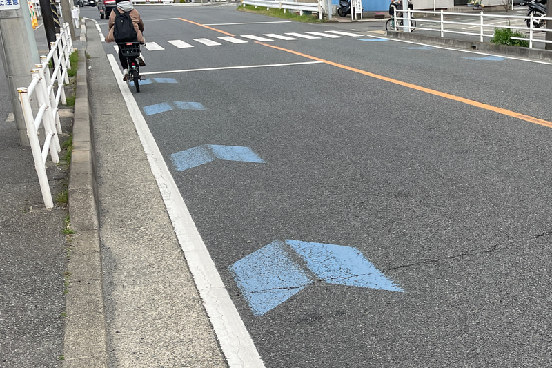 自転車ナビラインを目安に走ればよく、白線の左側（路側帯や路肩）にまで避けろという意味ではない
