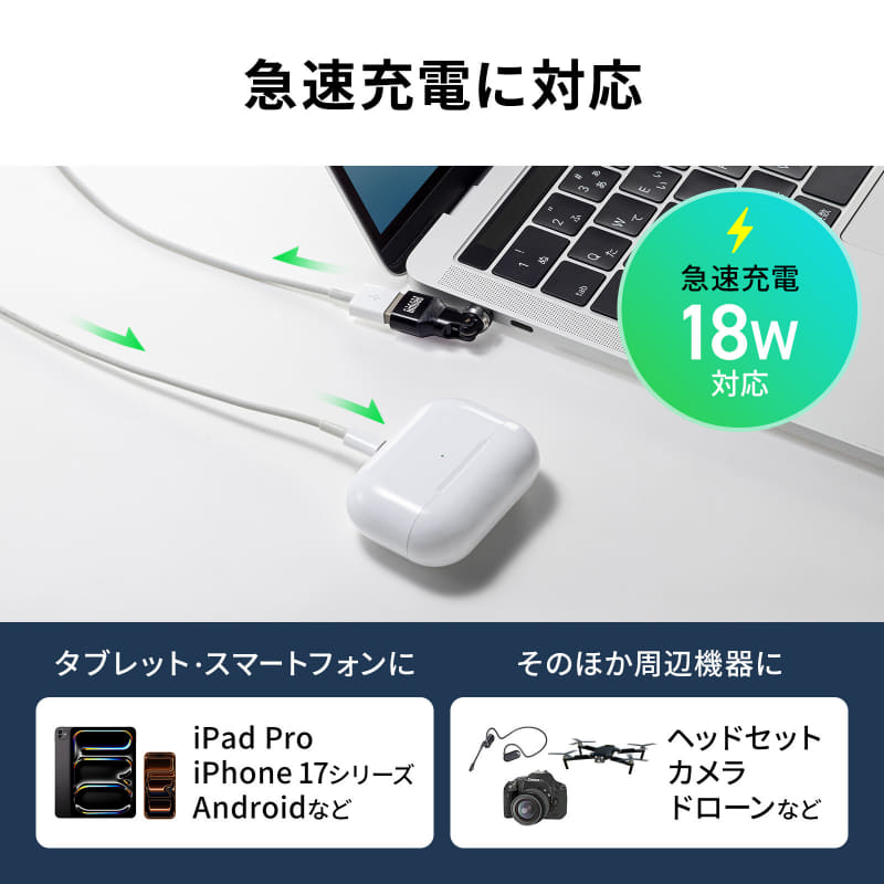 最大18Wの給電に対応