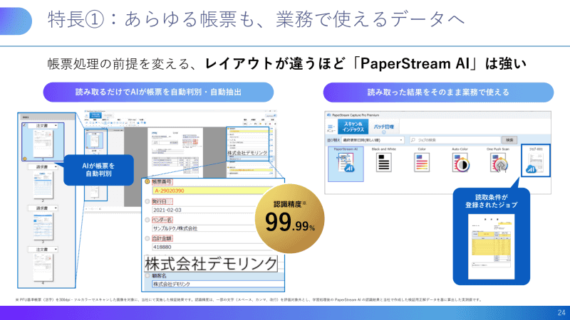 非定型帳簿であっても定義設定を行う必要なく自動的に構造化データに変換できる